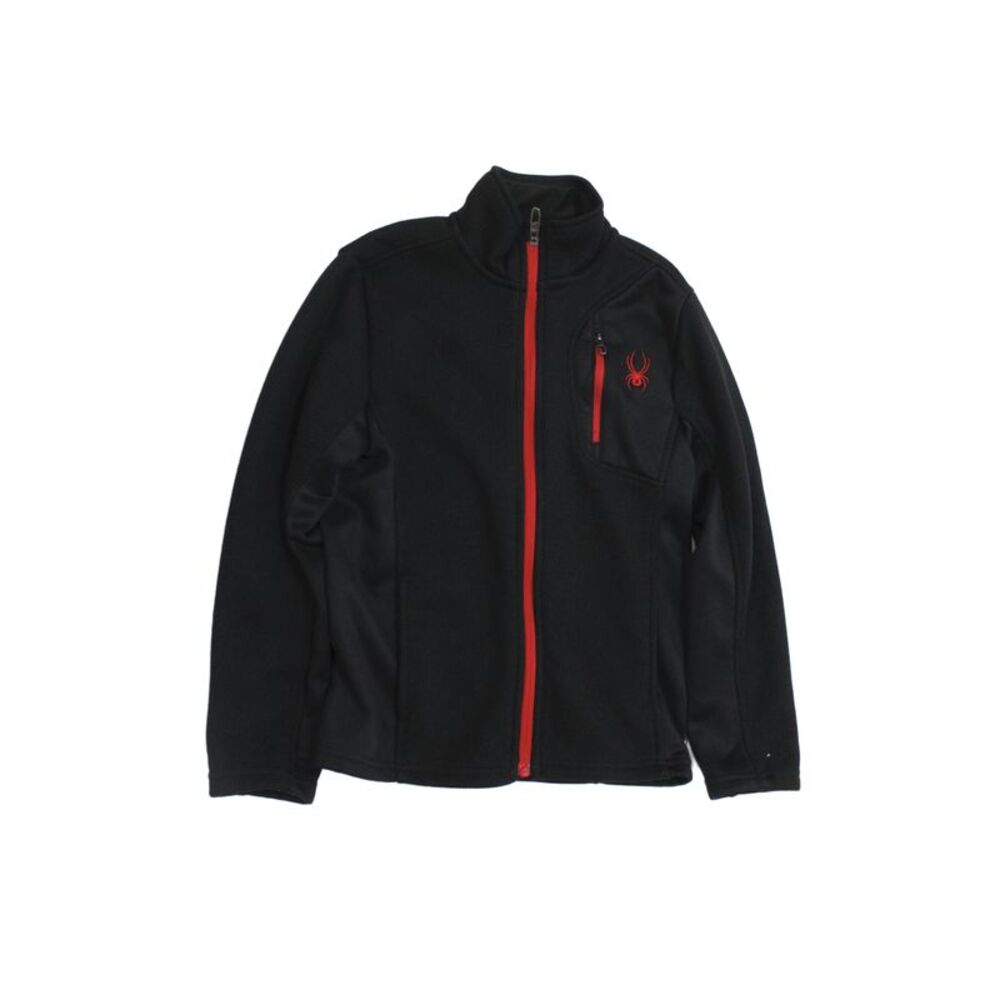 Spyder Childrens Boys Full Zipper Mock Neck Jacket Black Red Size 7-8